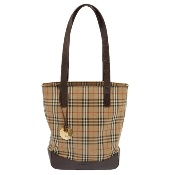 BURBERRY Nova Check Tote Bag Canvas Beige Black Auth ep4012 - Picture 13 of 16